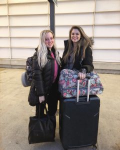 Two girls at airport